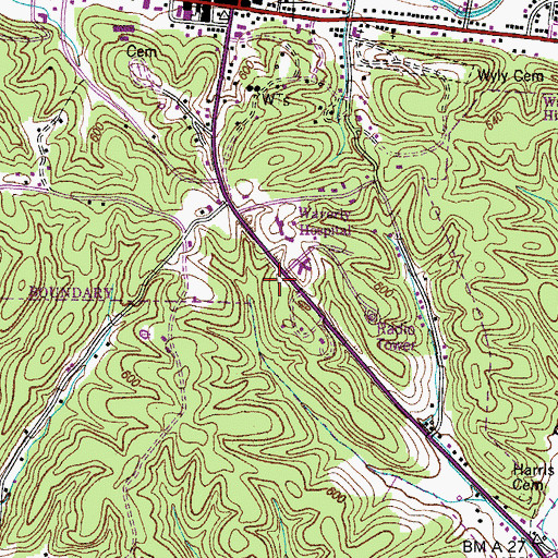 Topographic Map of Humphreys County Fire Department District 2, TN