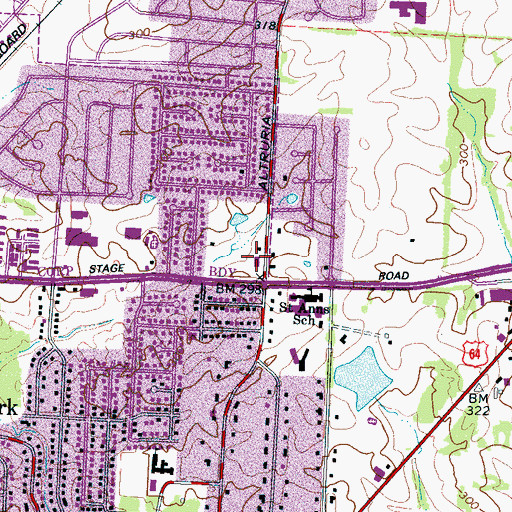 Topographic Map of City of Bartlett Fire Department, TN