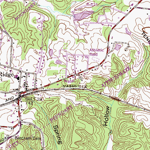 Topographic Map of Tennessee Ridge Fire Department, TN
