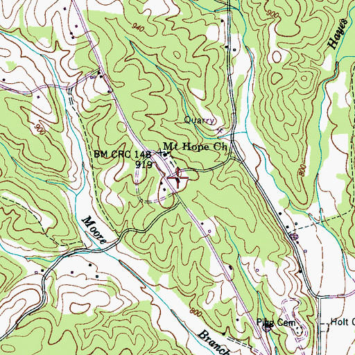 Topographic Map of Cypress Inn Volunteer Fire Department, TN