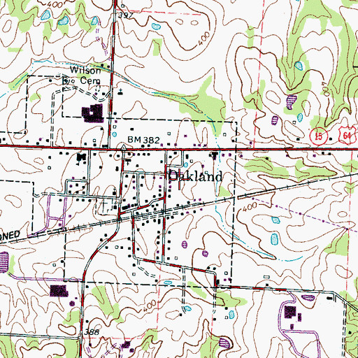 Topographic Map of Oakland Fire and Rescue, TN