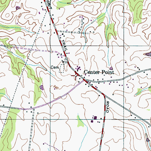 Topographic Map of Center Point Volunteer Fire Department, TN