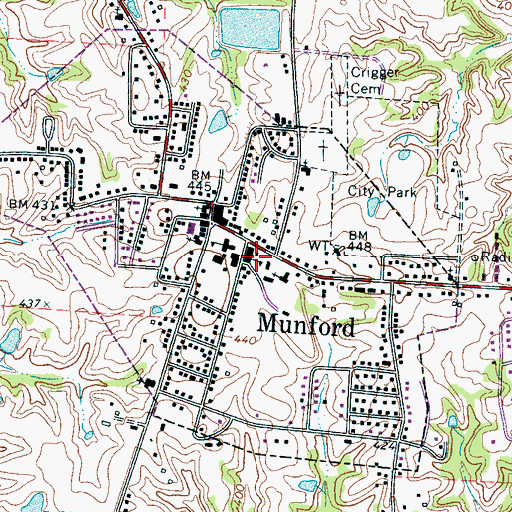 Topographic Map of Munford - Atoka Fire Department Headquarters, TN