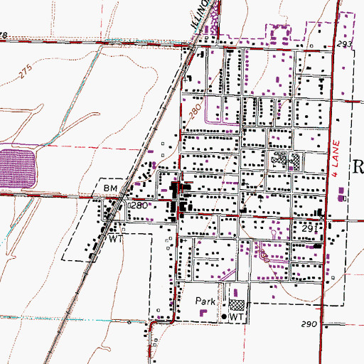 Topographic Map of Ridgely Fire Department, TN