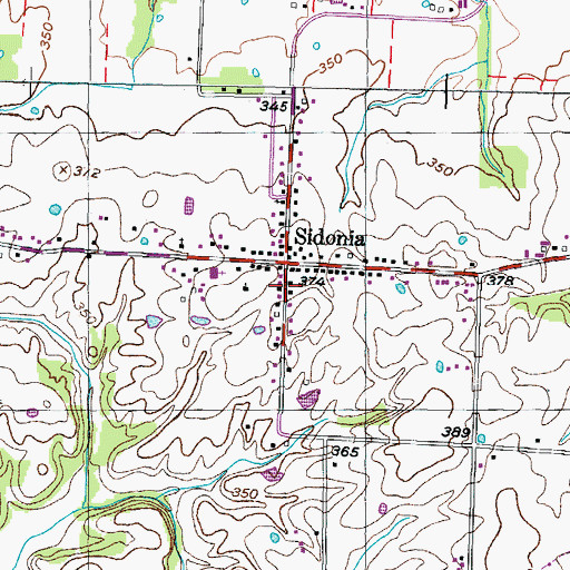 Topographic Map of Sidonia Volunteer Fire Department, TN
