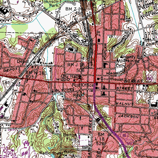 Topographic Map of Paris Fire Department Station 1, TN