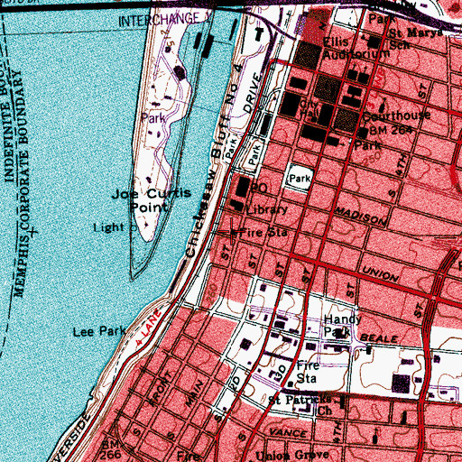 Topographic Map of City of Memphis Division of Fire Station 5, TN