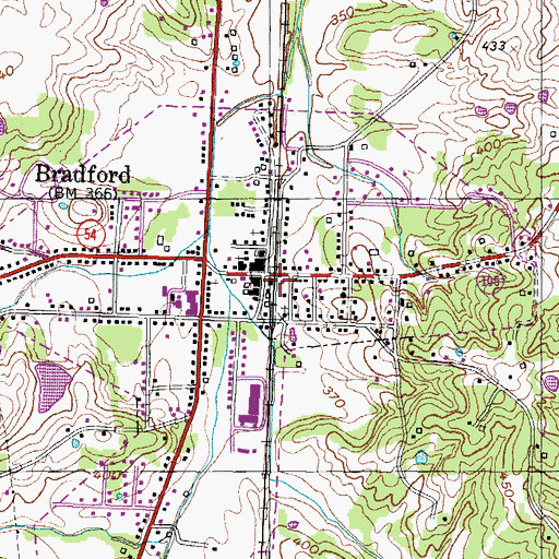 Topographic Map of Bradford Volunteer Fire Department, TN