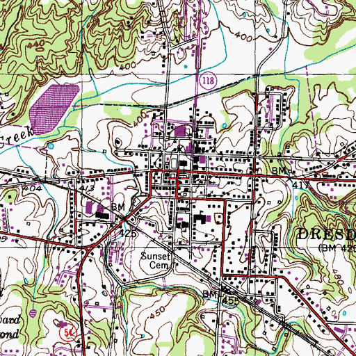 Topographic Map of Dresden Fire Department, TN