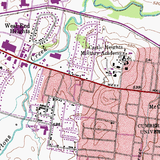 Topographic Map of Wilson Emergency Management Agency Station 1 Lebanon, TN