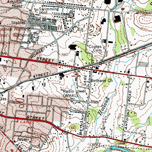 Topographic Map of Volunteer Fire Services, TN