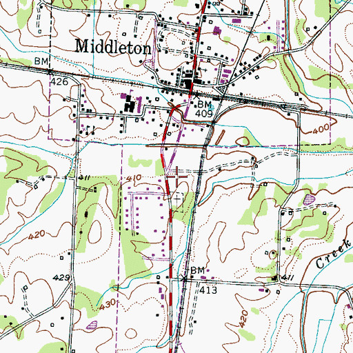 Topographic Map of Middleton Fire Department, TN
