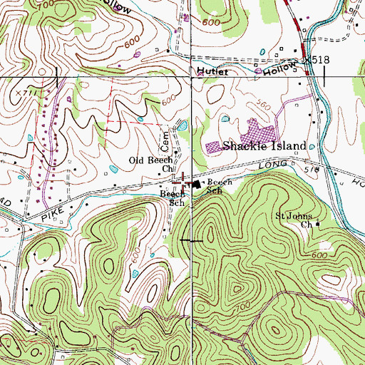 Topographic Map of Shackle Island Volunteer Fire and Rescue Department, TN