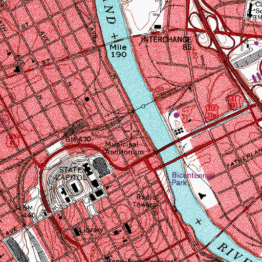 Topographic Map of Nashville Fire Department Station 2, TN