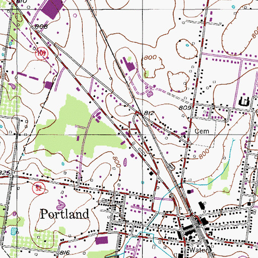 Topographic Map of Portland Fire Department, TN