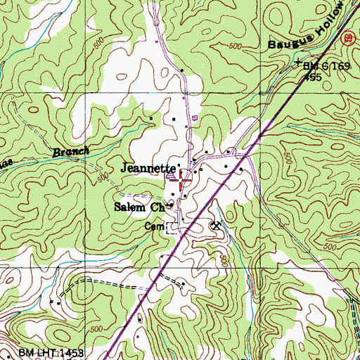 Topographic Map of Decatur County Volunteer Fire Department Station 9, TN