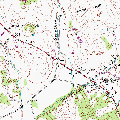 Topographic Map of Cottontown Fire Association, TN
