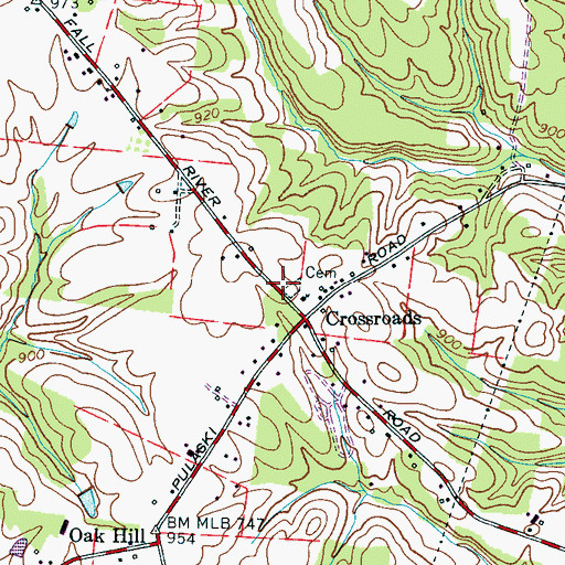 Topographic Map of Crossroads Fire Department, TN
