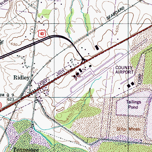 Topographic Map of Mount Pleasant Fire Department, TN