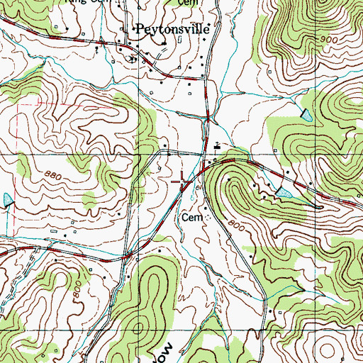 Topographic Map of Peytonsville Volunteer Fire Department, TN