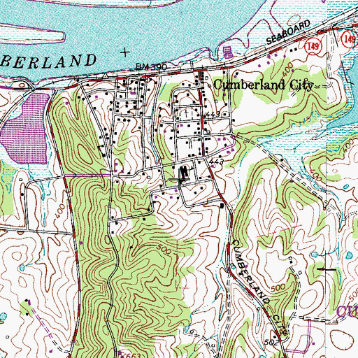 Topographic Map of Stewart County Volunteer Fire Service Station 6 Cumberland City, TN