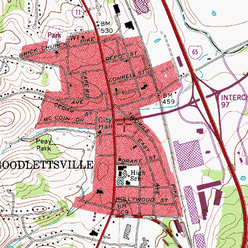 Topographic Map of Goodlettsville Fire Department, TN