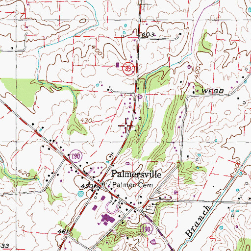 Topographic Map of Palmersville Community Volunteer Fire Department, TN