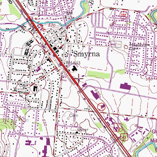 Topographic Map of Smyrna Fire Department Station 4 Headquarters, TN