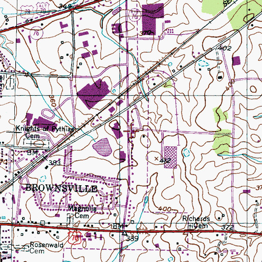 Topographic Map of Brownsville Fire Department Station 2, TN