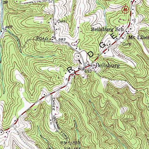 Topographic Map of Harpeth Ridge Volunteer Fire Department, TN