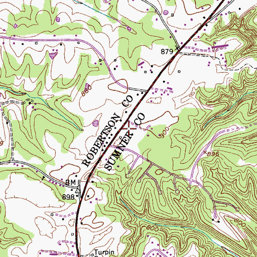 Topographic Map of White House Community Volunteer Fire Department Station 51 Headquarters, TN