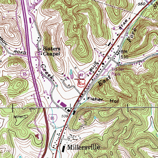 Topographic Map of Millersville Fire Department Station 1, TN