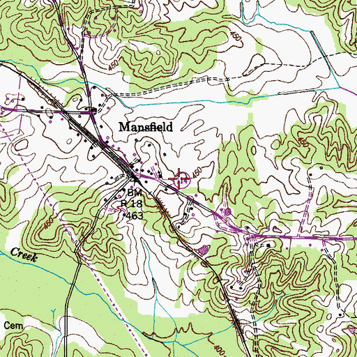 Topographic Map of Mansfield Fire Department, TN
