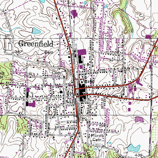 Topographic Map of Greenfield Fire Department, TN