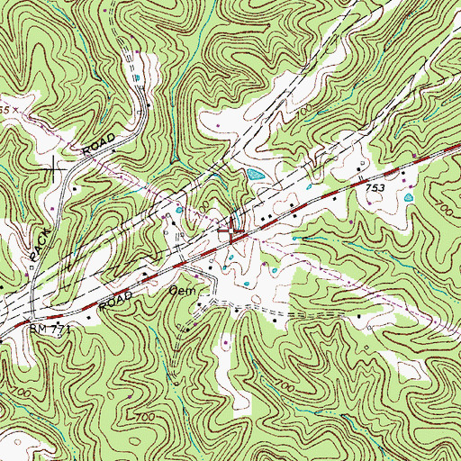 Topographic Map of Claylick Volunteer Fire Department, TN