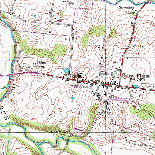 Topographic Map of Cross Plains Volunteer Fire Department, TN