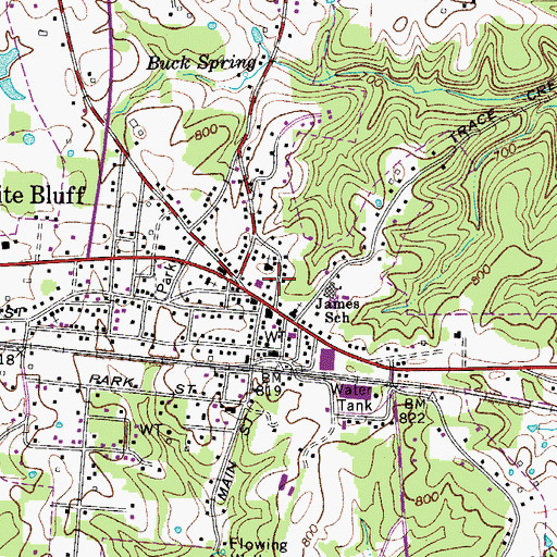 Topographic Map of White Bluff Volunteer Fire Department, TN
