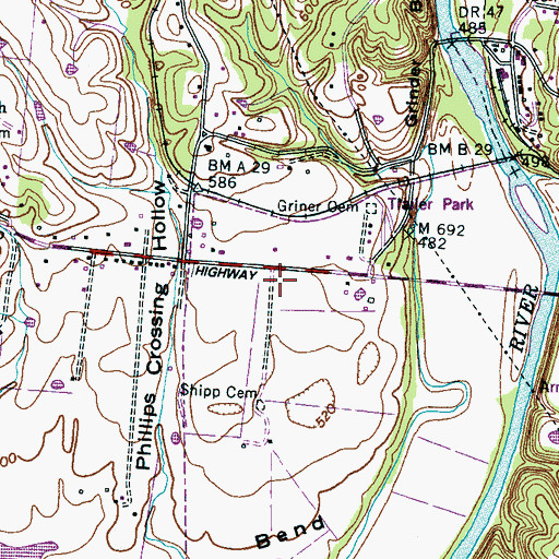 Topographic Map of Centerville Fire Department Station 3, TN