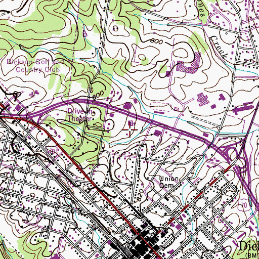 Topographic Map of Dickson County Rescue Squad, TN