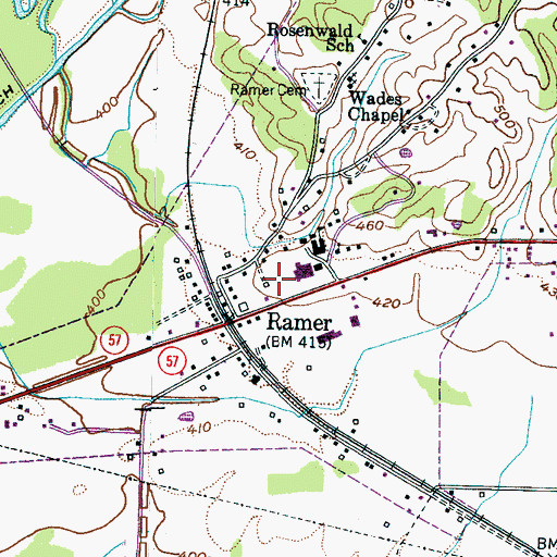 Topographic Map of Ramer Fire Department, TN