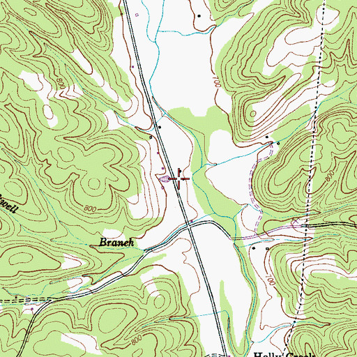 Topographic Map of Holly Creek Volunteer Fire Department, TN