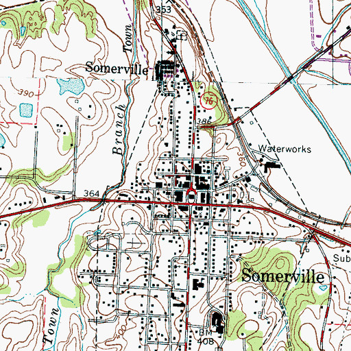 Topographic Map of Somerville Fire Department, TN