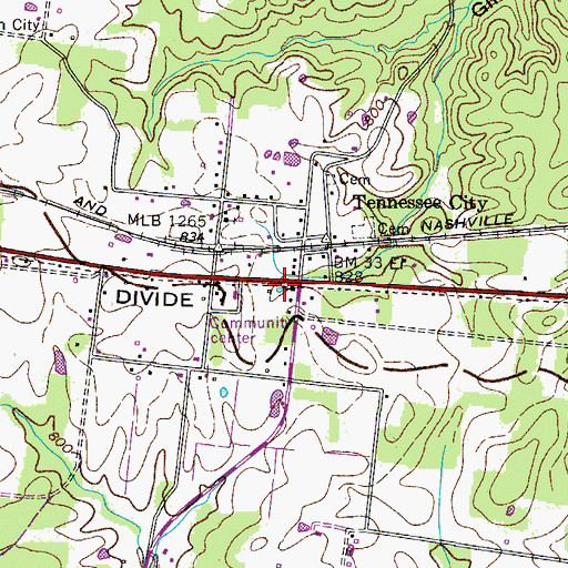 Topographic Map of Tennessee City Volunteer Fire Department, TN