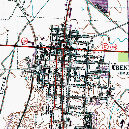 Topographic Map of Trenton Fire Department, TN