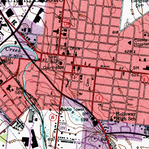 Topographic Map of Murfreesboro Fire Department Station 1 Headquarters, TN