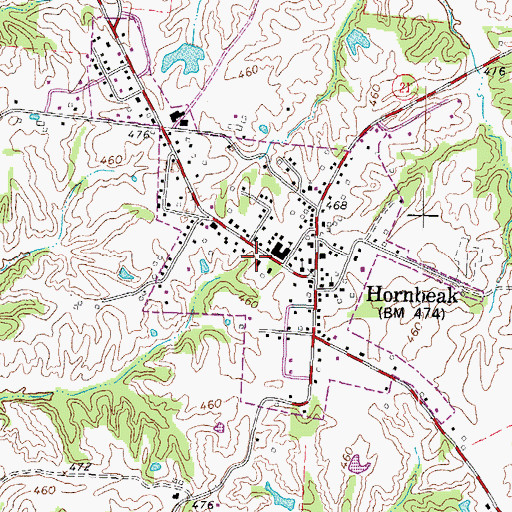 Topographic Map of Hornbeak Volunteer Fire Department, TN