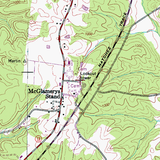 Topographic Map of Forestry Fire Tower Collinwood, TN