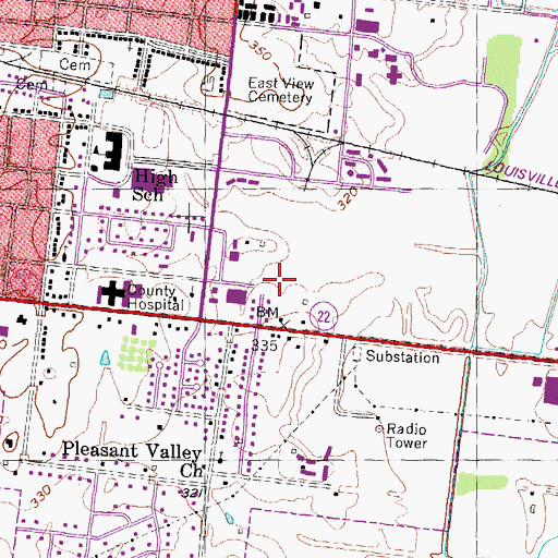 Topographic Map of Union City Fire Department Station 2, TN