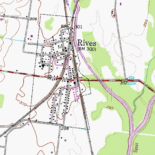 Topographic Map of Rives Volunteer Fire Department, TN