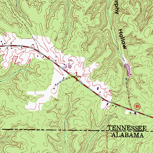 Topographic Map of Highway 69 Volunteer Fire Department, TN